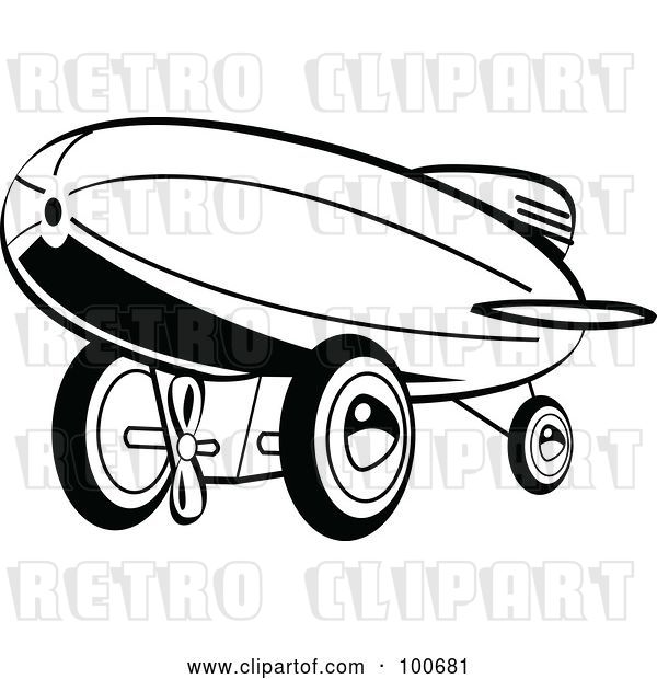Vector Clip Art of Retro Wind up Toy Blimp