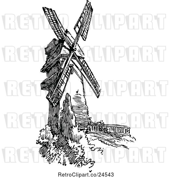 Vector Clip Art of Retro Windmill