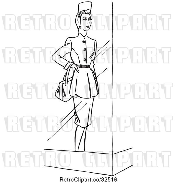 Vector Clip Art of Retro Window Mannequin Display Model in a Dress