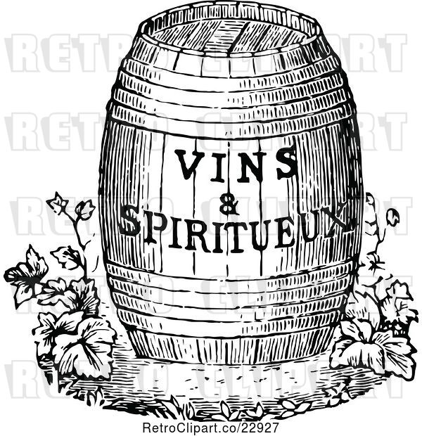 Vector Clip Art of Retro Wine Barrel with Text