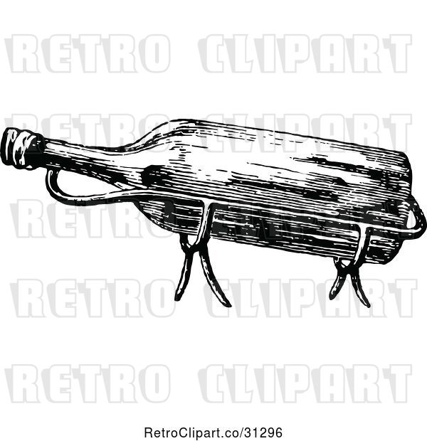 Vector Clip Art of Retro Wine Bottle in a Holder