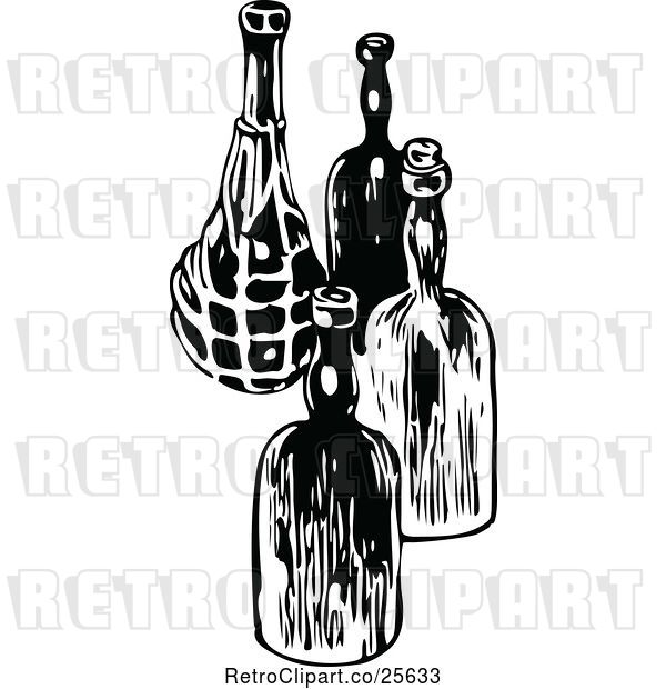 Vector Clip Art of Retro Wine Bottles