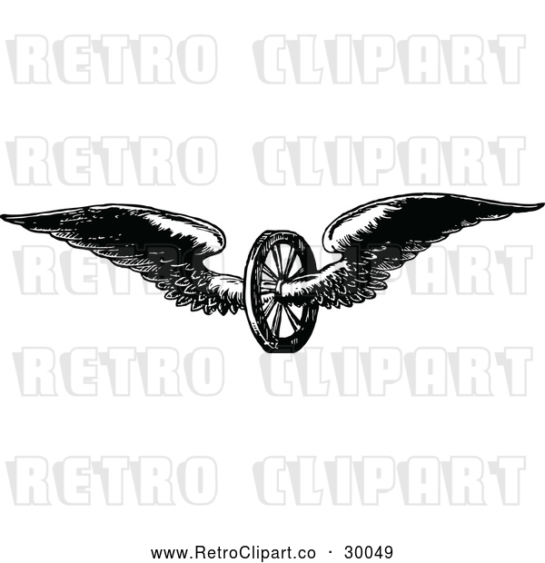 Vector Clip Art of Retro Winged Axle Wheel