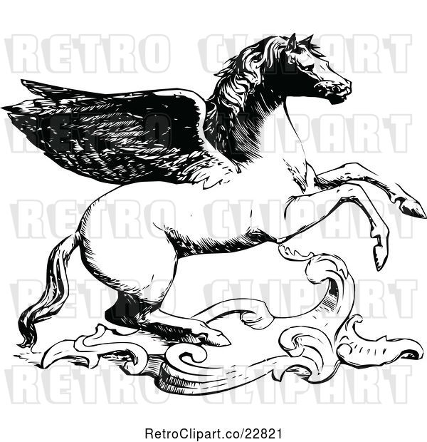 Vector Clip Art of Retro Winged Horse