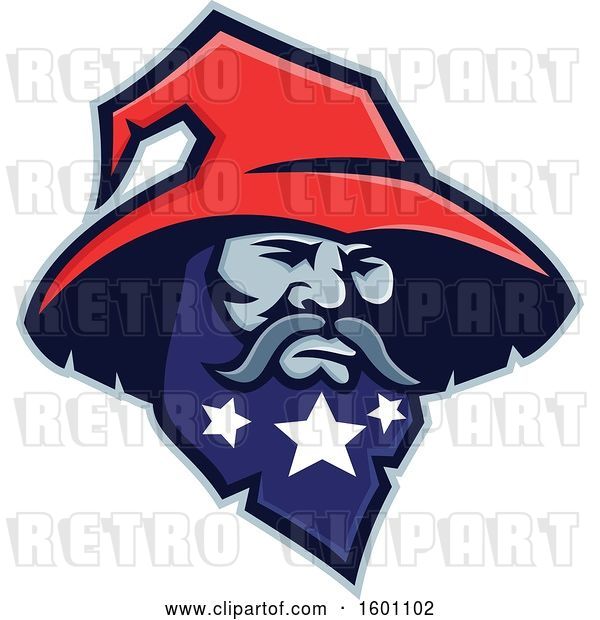 Vector Clip Art of Retro Wizard Wearing a Red Hat, with Stars on His Beard