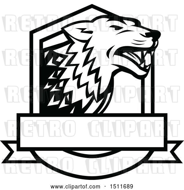 Vector Clip Art of Retro Wolf in a Crest