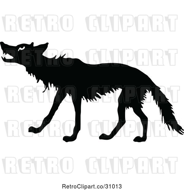 Vector Clip Art of Retro Wolf Silhouette