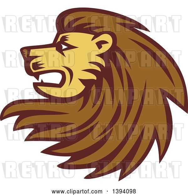Vector Clip Art of Retro Woodcut Male Lion Head with a Long Mane