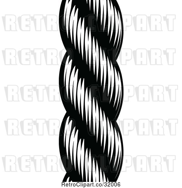 Vector Clip Art of Retro Woodcut or Engraved Nautical Rope Border