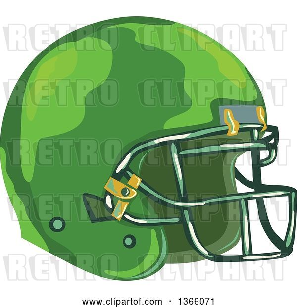 Vector Clip Art of Retro WPA Styled Green American Football Helmet
