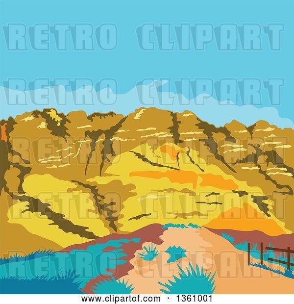 Vector Clip Art of Retro Wpa Styled Landscape of Red Rock Canyon, Mojave Desert, Nevada