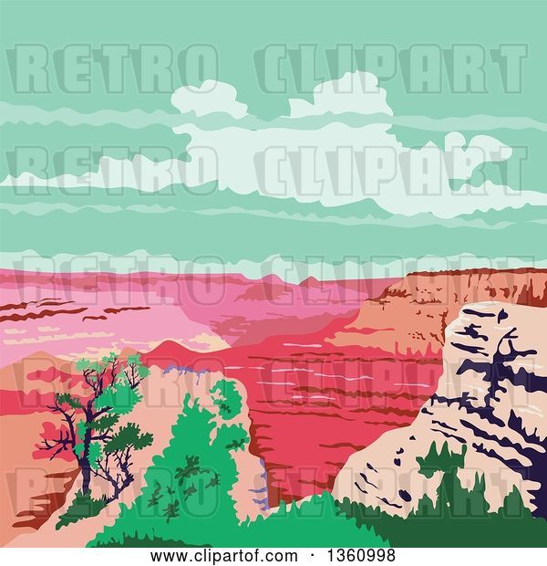 Vector Clip Art of Retro Wpa Styled Landscape of the Grand Canyon, Arizona, United States