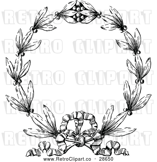 Vector Clip Art of Retro Wreath and Bow