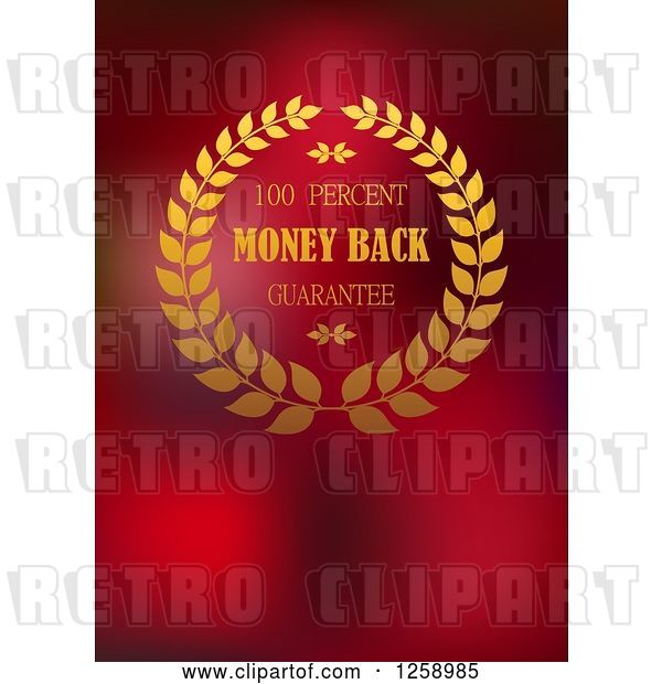 Vector Clip Art of Retro Wreath Money Back Guarantee Label on Red