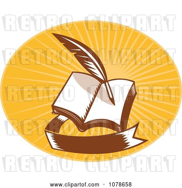 Vector Clip Art of Retro Writing Quill and Book Logo