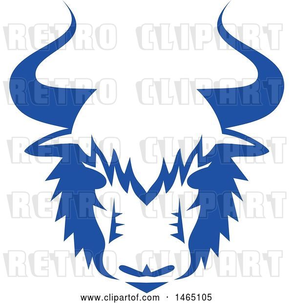 Vector Clip Art of Retro Yak Head in Blue and White Style