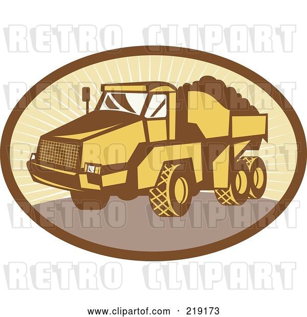Vector Clip Art of Retro Yellow and Brown Dump Truck Logo