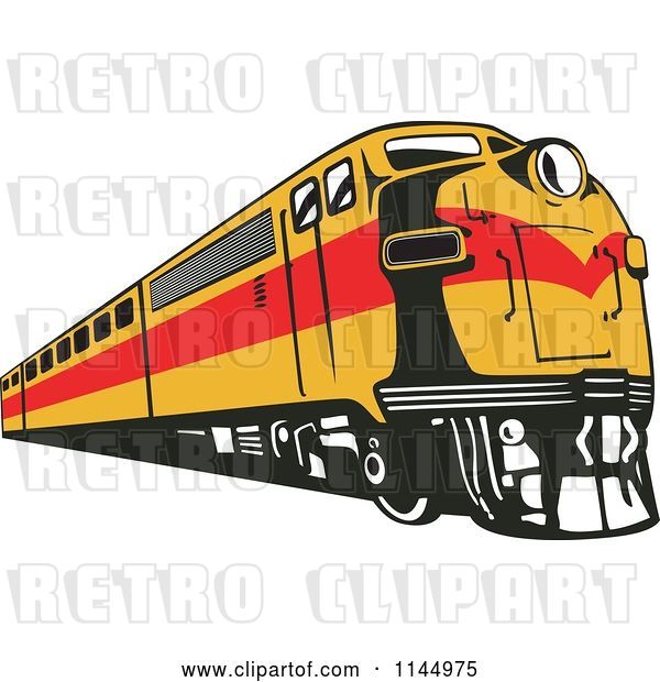 Vector Clip Art of Retro Yellow and Red Train
