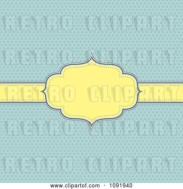 Vector Clip Art of Retro Yellow Frame over Blue Polka Dots