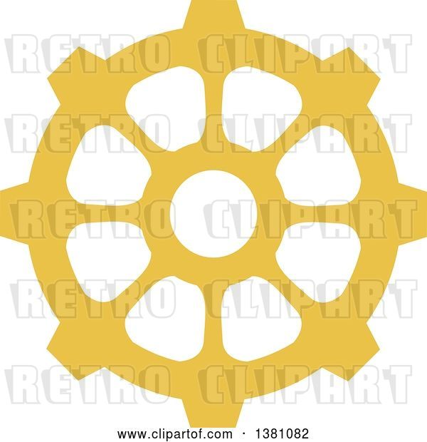Vector Clip Art of Retro Yellow Steampunk Gear Cog Wheel