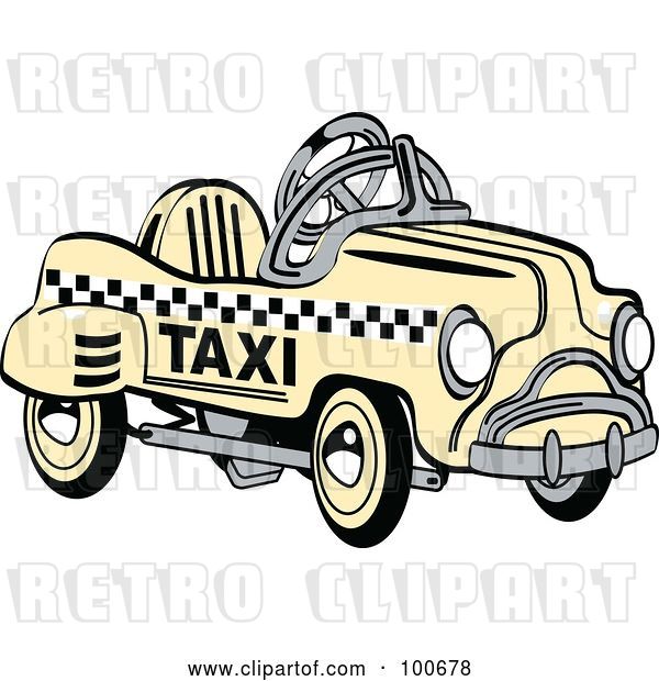 Vector Clip Art of Retro Yellow Toy Pedal Taxi Car
