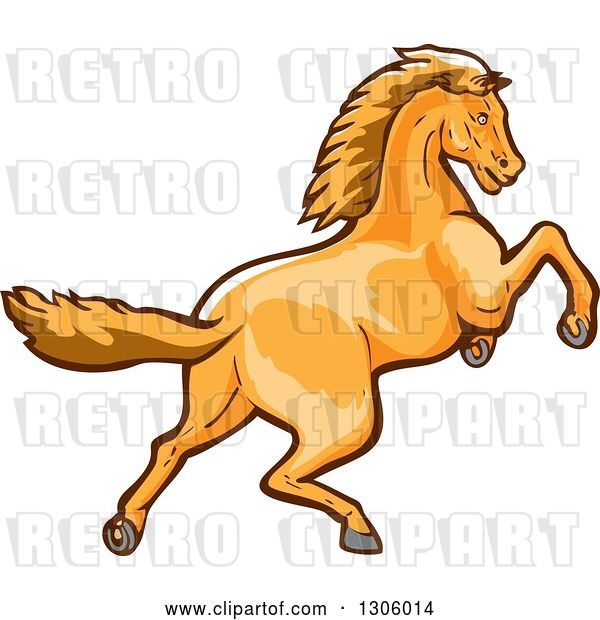 Vector Clip Art of Retro Young Colt Horse Rearing or Running