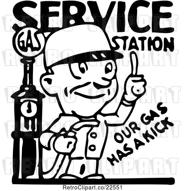 Vector Clip Art of Service Station Gas Attendant