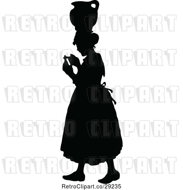 Vector Clip Art of Silhouetted Lady with a Jar on Her Head