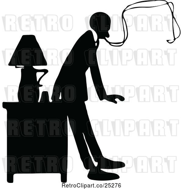 Vector Clip Art of Silhouetted Smoking Guy