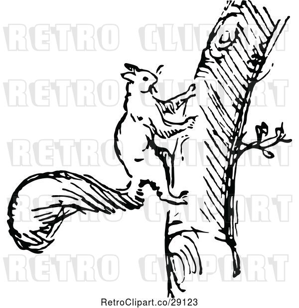 Vector Clip Art of Squirrel Climbing a Tree