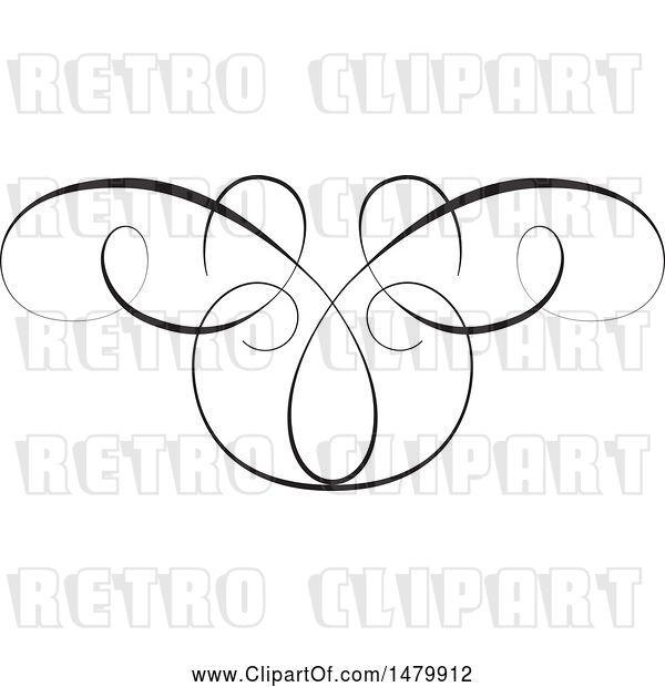 Vector Clip Art of Vintage Calligraphic Butterfly Design Element