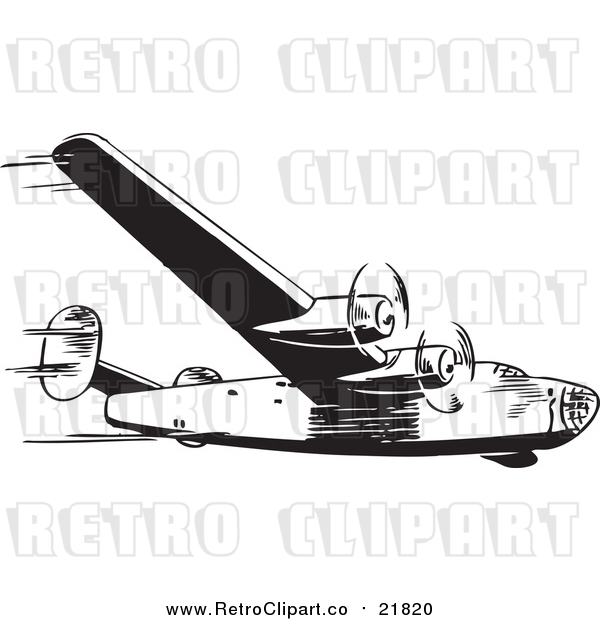 Vector Clipart of a Retro Airplane