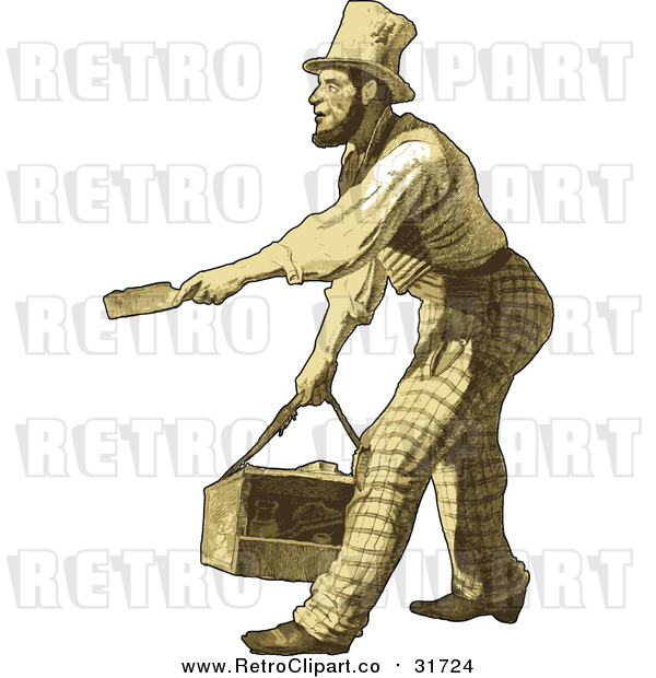 Vector Clipart of a Retro Male Shoeshiner