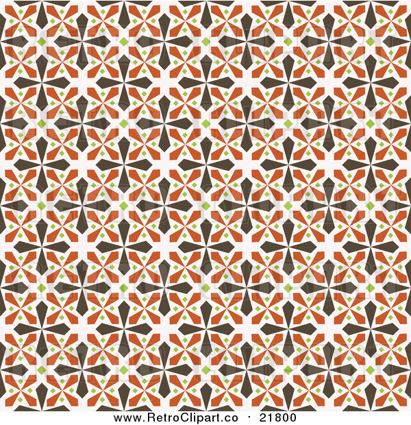 Vector Clipart of a Seamless Background of Brown, Green and Orange Kaleidoscope Crosses