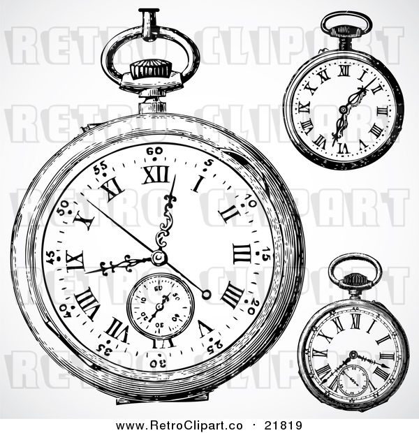 Vector Clipart of Retro Pocket Watches