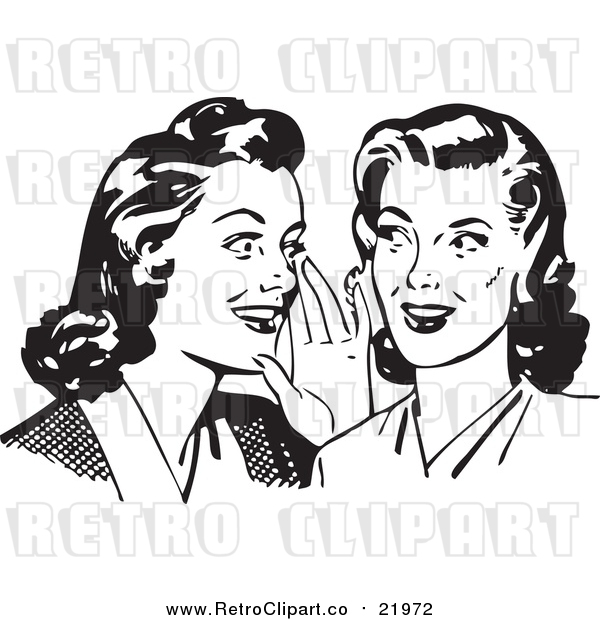 Vector Clipart of Two Gossiping Retro Ladies