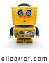 Clip Art of Retro 3d Amazed Yellow Robot Looking Upwards by Stockillustrations