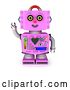 Clip Art of Retro 3d Friendly Pink Female Robot Waving by Stockillustrations