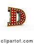Clip Art of Retro 3d Illuminated Theater Styled Letter D, on a White Background by Stockillustrations