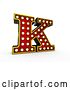 Clip Art of Retro 3d Illuminated Theater Styled Letter K, on a White Background by Stockillustrations