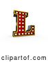 Clip Art of Retro 3d Illuminated Theater Styled Letter L, on a White Background by Stockillustrations
