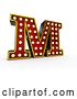 Clip Art of Retro 3d Illuminated Theater Styled Letter M, on a White Background by Stockillustrations