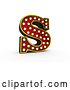 Clip Art of Retro 3d Illuminated Theater Styled Letter S, on a White Background by Stockillustrations