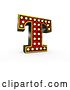 Clip Art of Retro 3d Illuminated Theater Styled Letter T, on a White Background by Stockillustrations