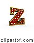 Clip Art of Retro 3d Illuminated Theater Styled Letter Z, on a White Background by Stockillustrations