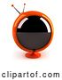 Clip Art of Retro 3d Orange Round Television - Version 1 by Julos
