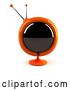 Clip Art of Retro 3d Orange Round Television - Version 2 by