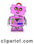 Clip Art of Retro 3d Pink Female Robot Looking up to the Right, on a White Background by Stockillustrations