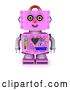 Clip Art of Retro 3d Pink Female Robot Smiling, on a White Background by Stockillustrations