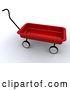 Clip Art of Retro 3d Red Child's Wagon with a Handle by KJ Pargeter